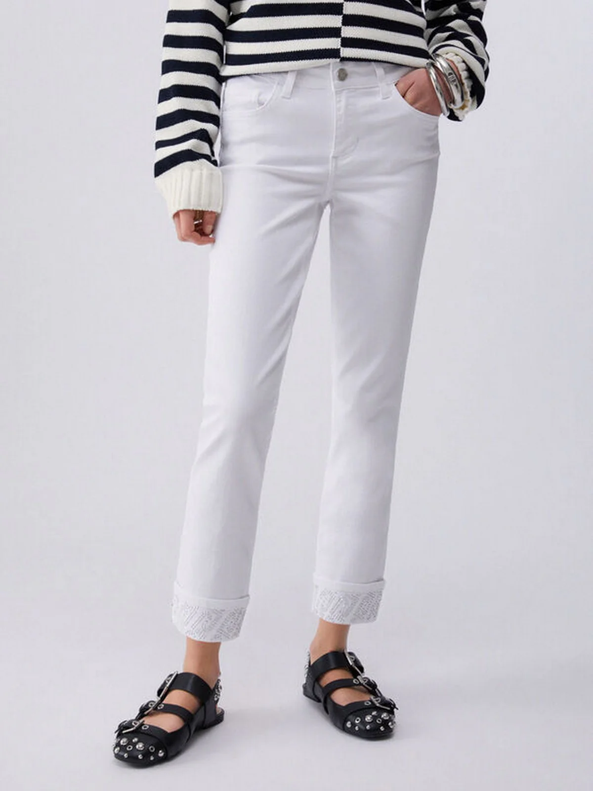 LIU JO BLUE DENIM Pantalone Donna  UA6006T2594 11111 BIANCO OTTICO - Image 7