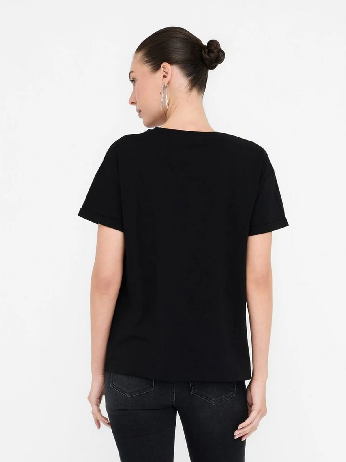 LIU JO BLUE DENIM T-shirt Donna  UF5257JS904 M9786 Nero/LiuJo oval - Image 5