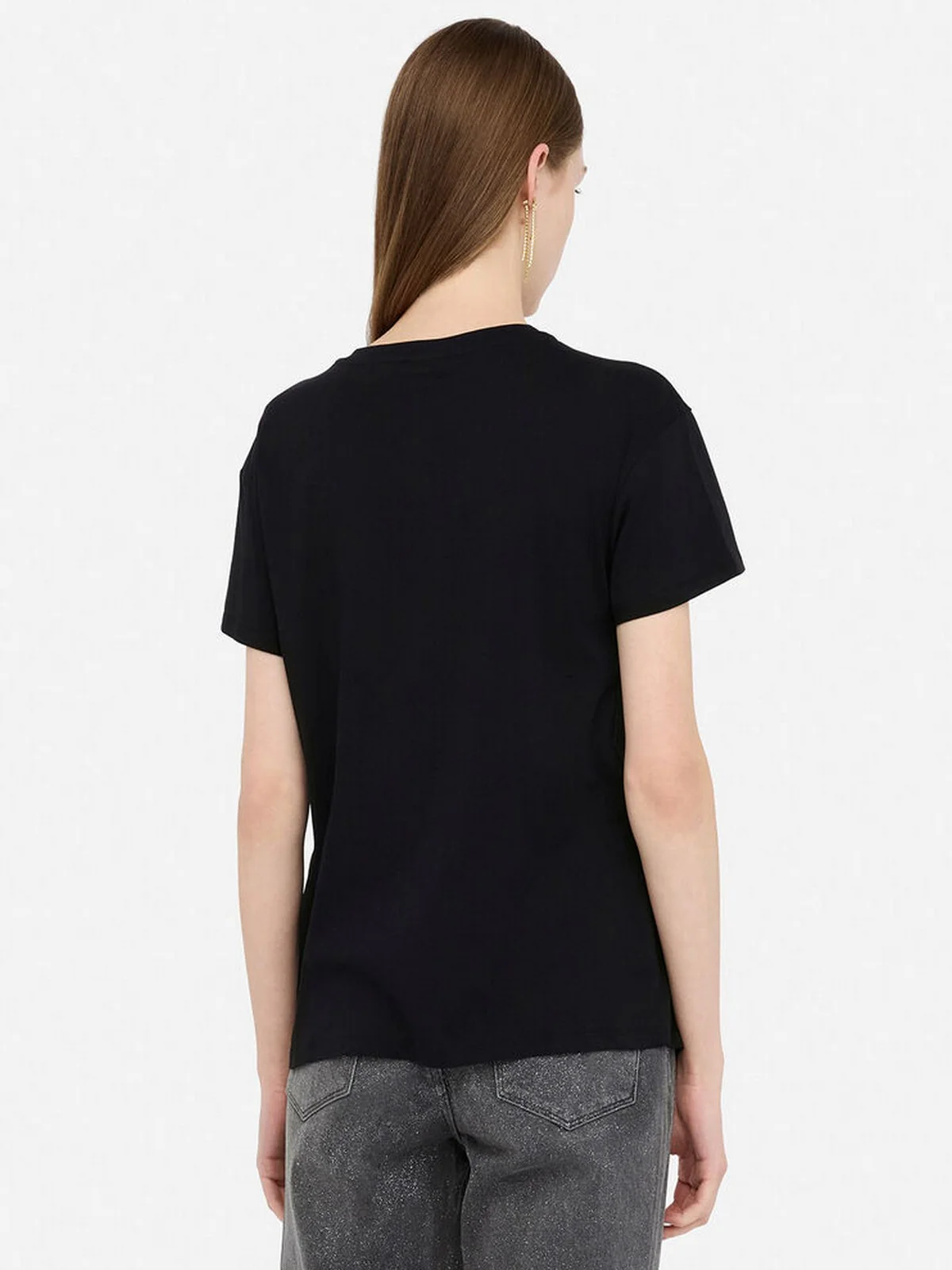 LIU JO BLUE DENIM T-shirt Donna  UF5261JS923 M9787 Nero/LJ chain - Image 3
