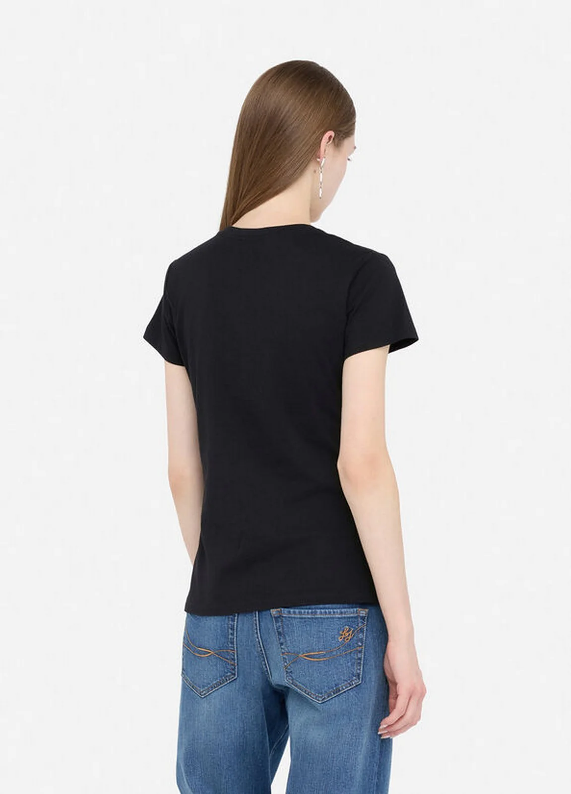 LIU JO BLUE DENIM T-shirt Donna  UF5264JS923 M9938 Nero/heart LiuJo poi - Image 6