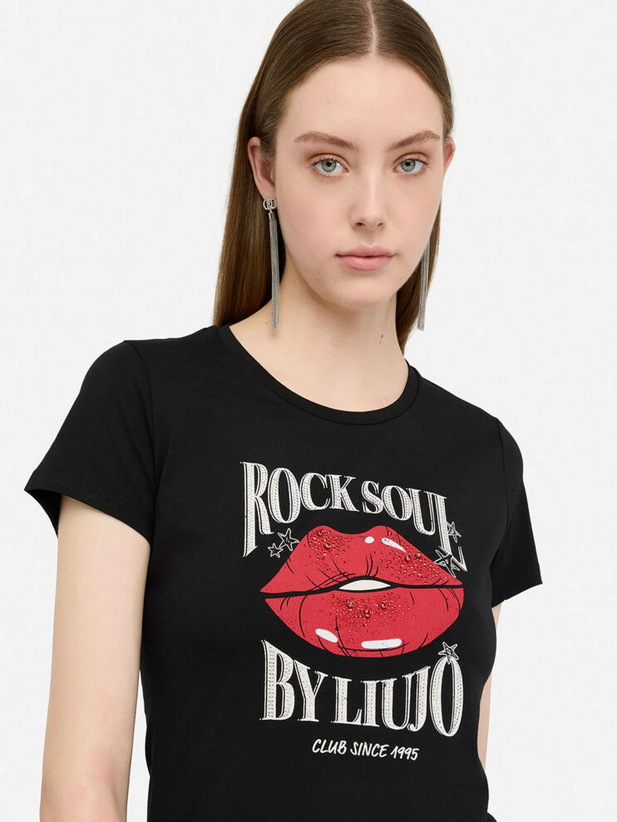 LIU JO BLUE DENIM T-shirt Donna UF5265JS923 M9941 Nero/LiuJo rock - Image 2