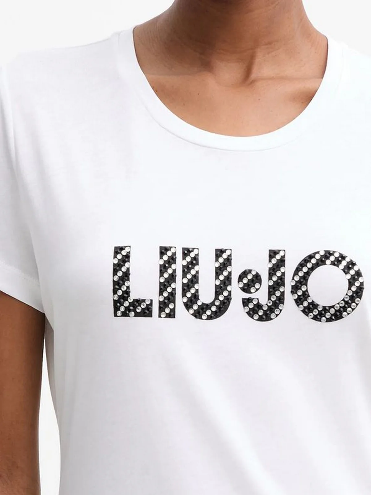 LIU JO BLUE DENIM T-shirt Donna  UF5266JS904 M9794 Bco LiuJo diagon.cry - Image 2