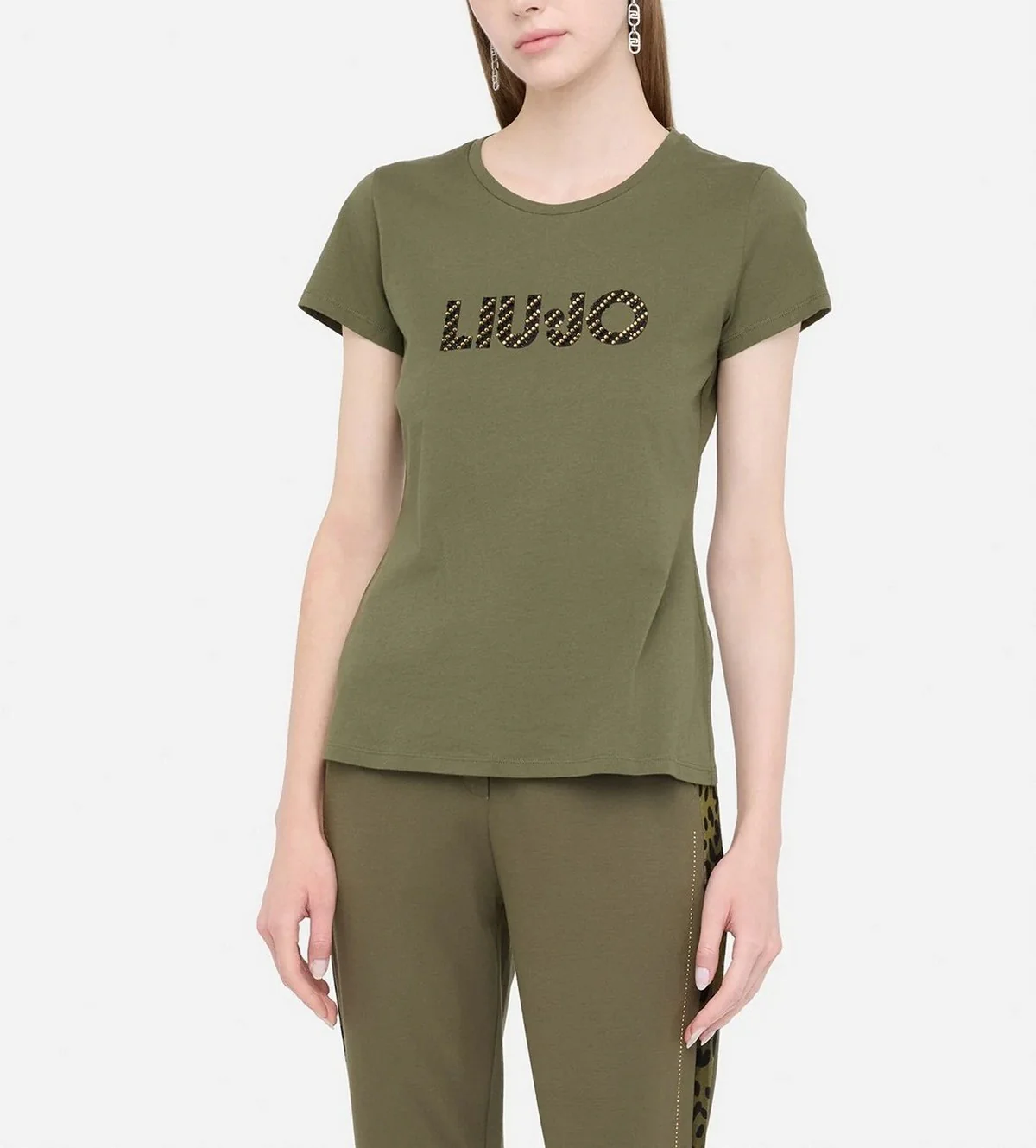 LIU JO BLUE DENIM T-shirt Donna  UF5266JS904 M9795 Mimet.LiuJo diag.ltg - Image 2