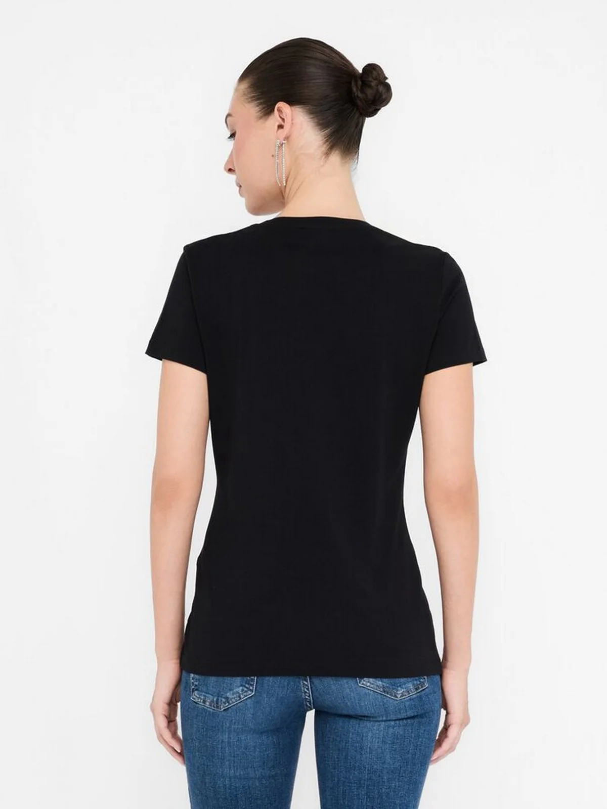 LIU JO BLUE DENIM T-shirt Donna  UF5266JS904 P9004 Nero fad.LiuJo silve - Image 3
