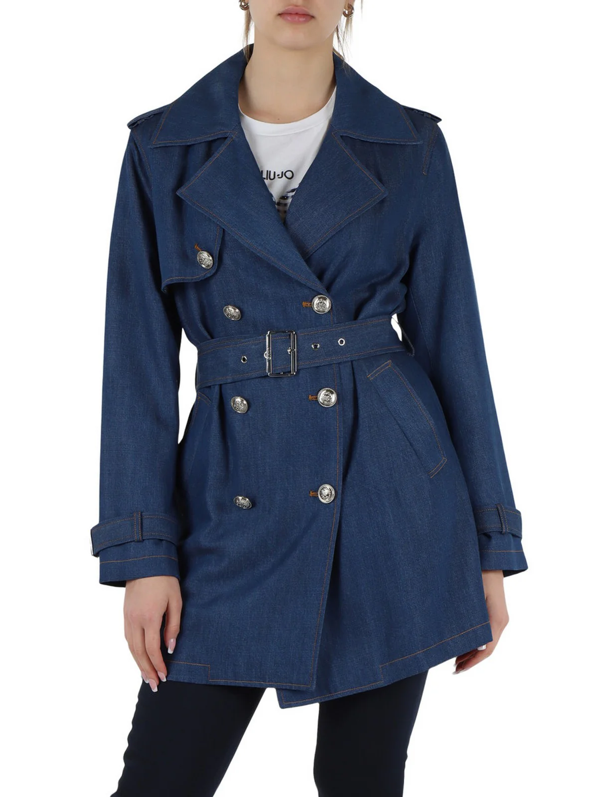 LIU JO BLUE DENIM Trench Donna  UA5173D0231 78844 Den.Blue dk.tencel c - Image 2