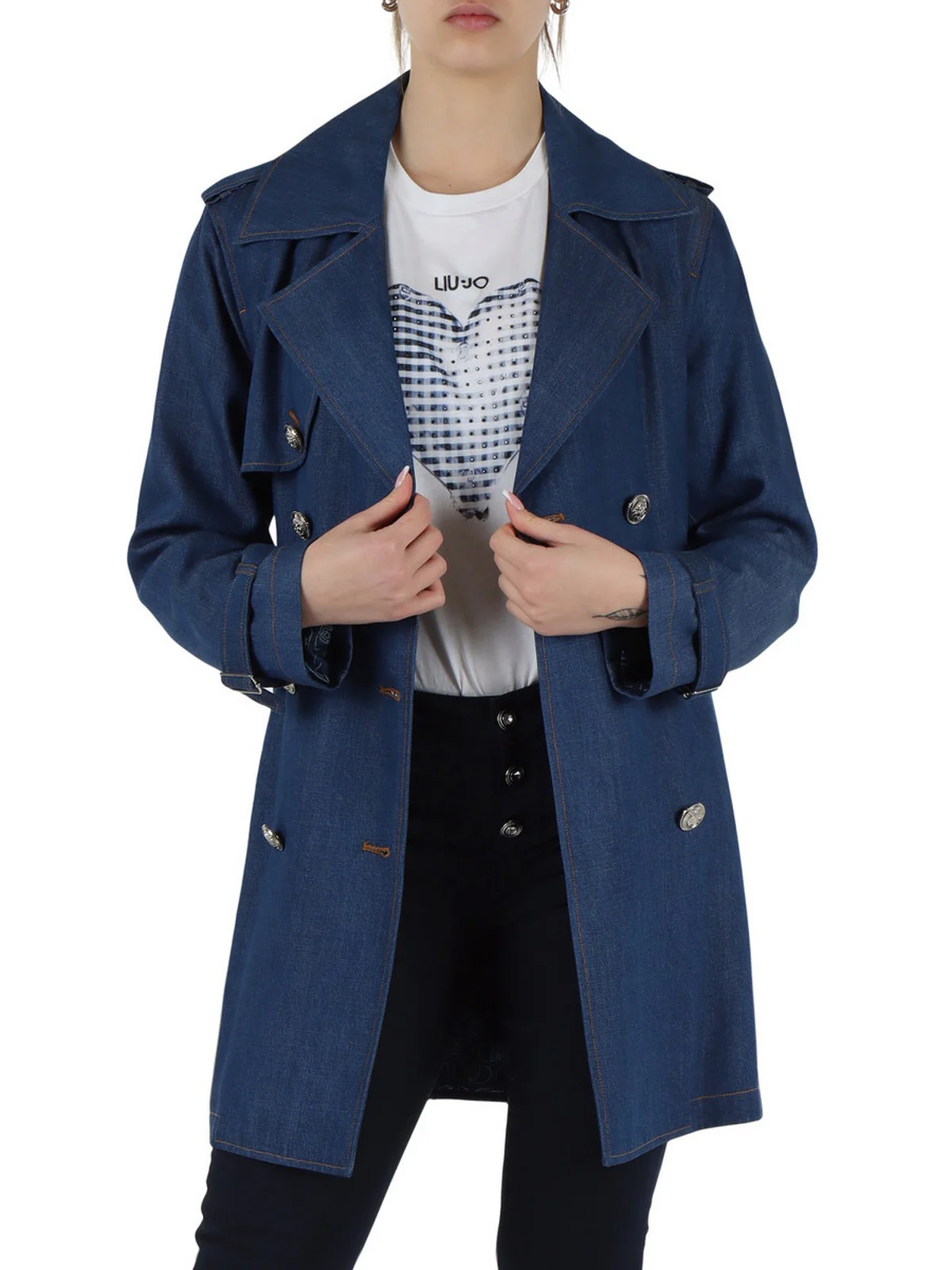 LIU JO BLUE DENIM Trench Donna  UA5173D0231 78844 Den.Blue dk.tencel c - Image 3