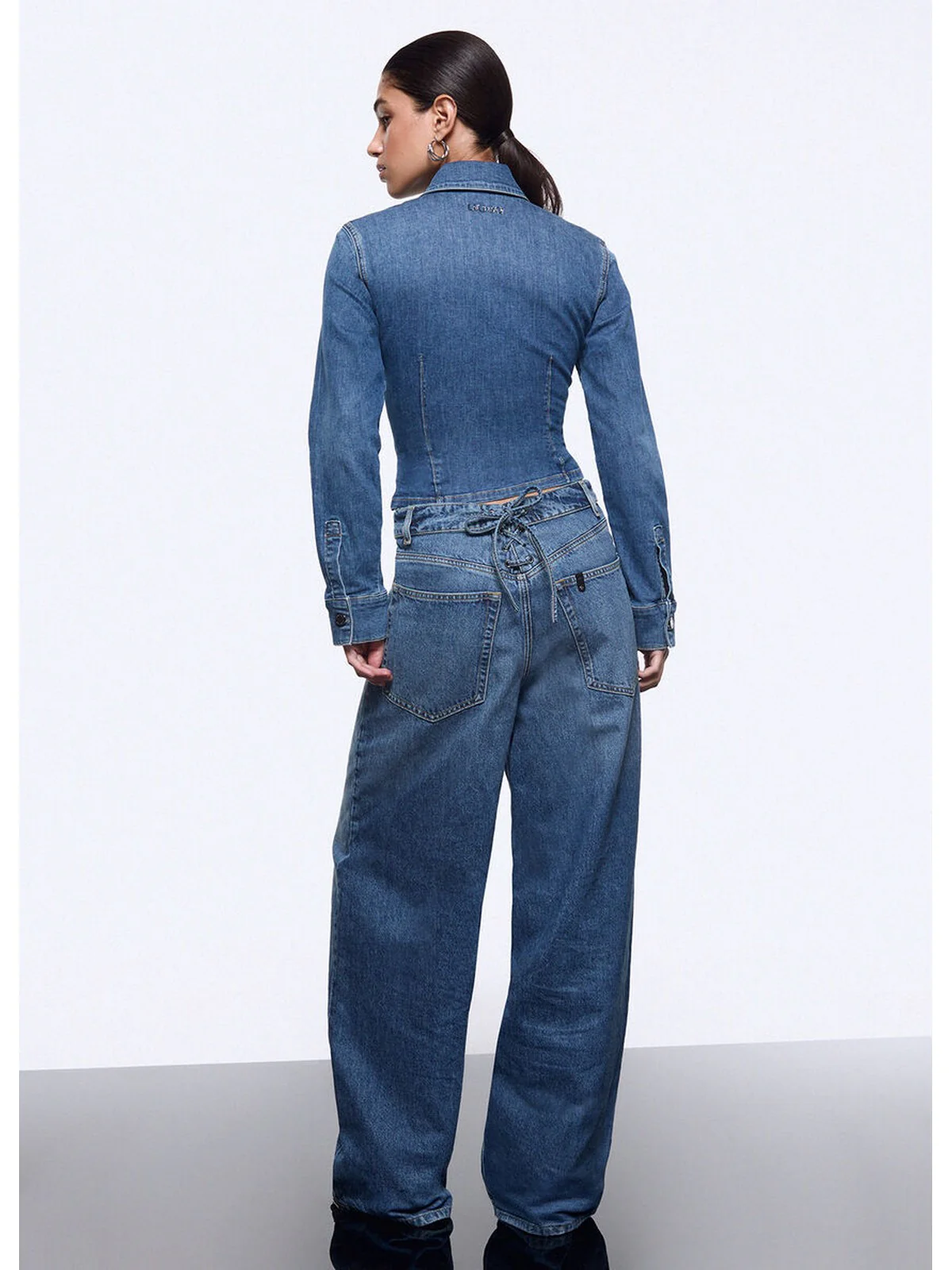 LIU JO feat. ELODIE Camicia Donna  UA6507D0399 79157 Den.md.Blue intrecci - Image 3