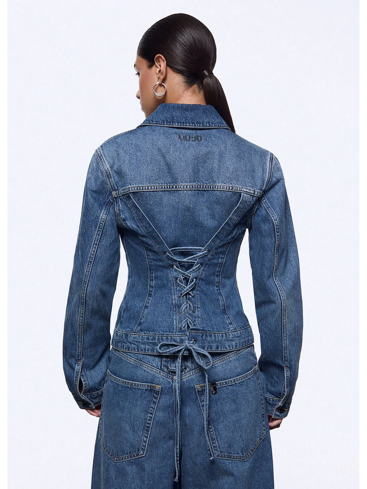 LIU JO feat. ELODIE Giubbino Donna  UA6511D0400 79157 Den.md.Blue intrecci - Image 3