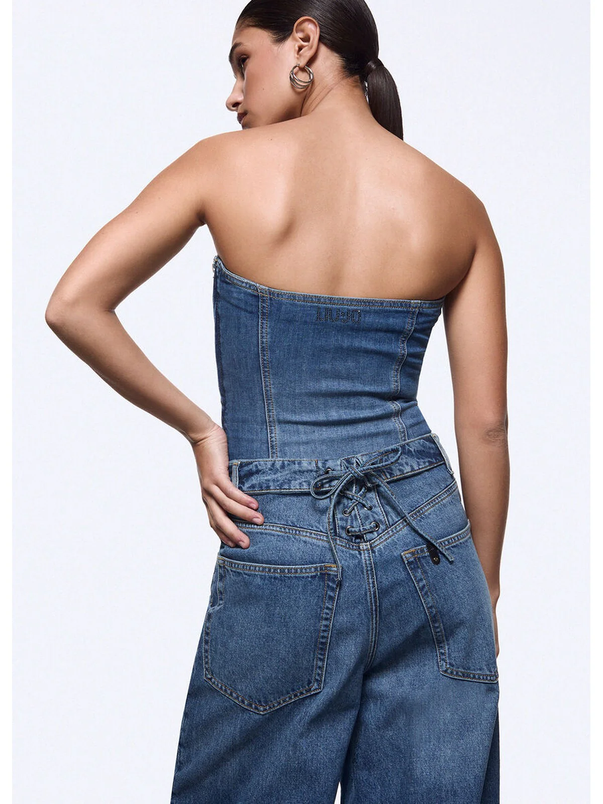 LIU JO feat. ELODIE Top Donna  UA6506D0399 79157 Den.md.Blue intrecci - Image 2