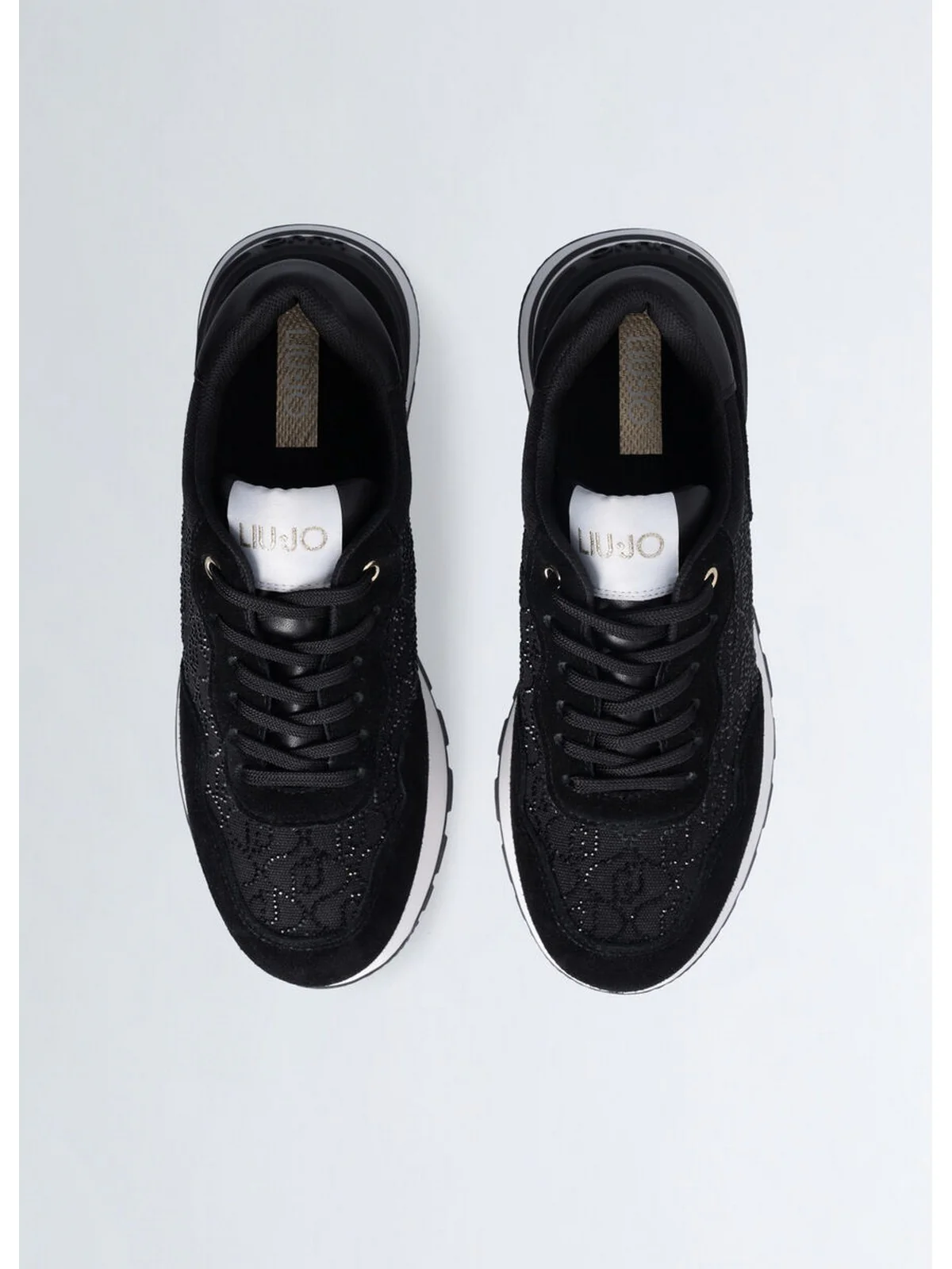 LIU JO Sneaker Donna AMAZING 20 BA5043PX248 22222 SUEDE/STRASS BLACK - Image 4