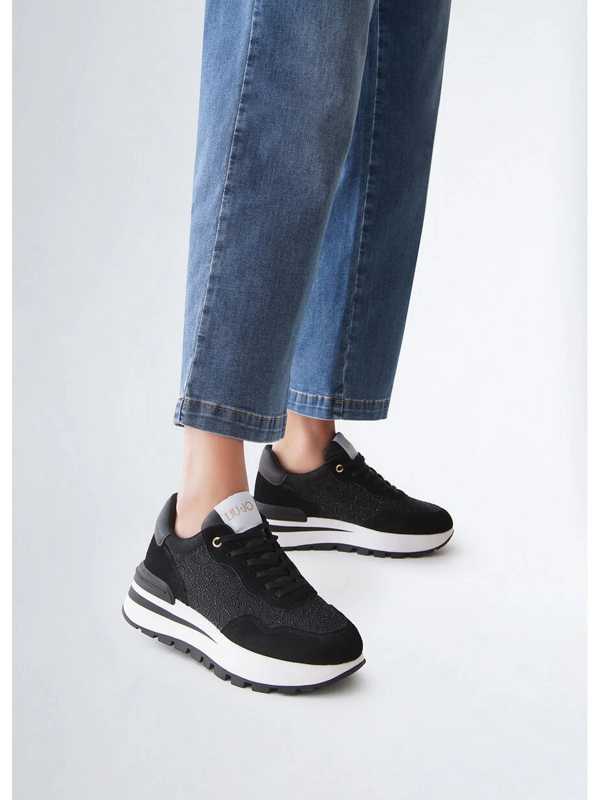 LIU JO Sneaker Donna AMAZING 20 BA5043PX248 22222 SUEDE/STRASS BLACK - Image 7