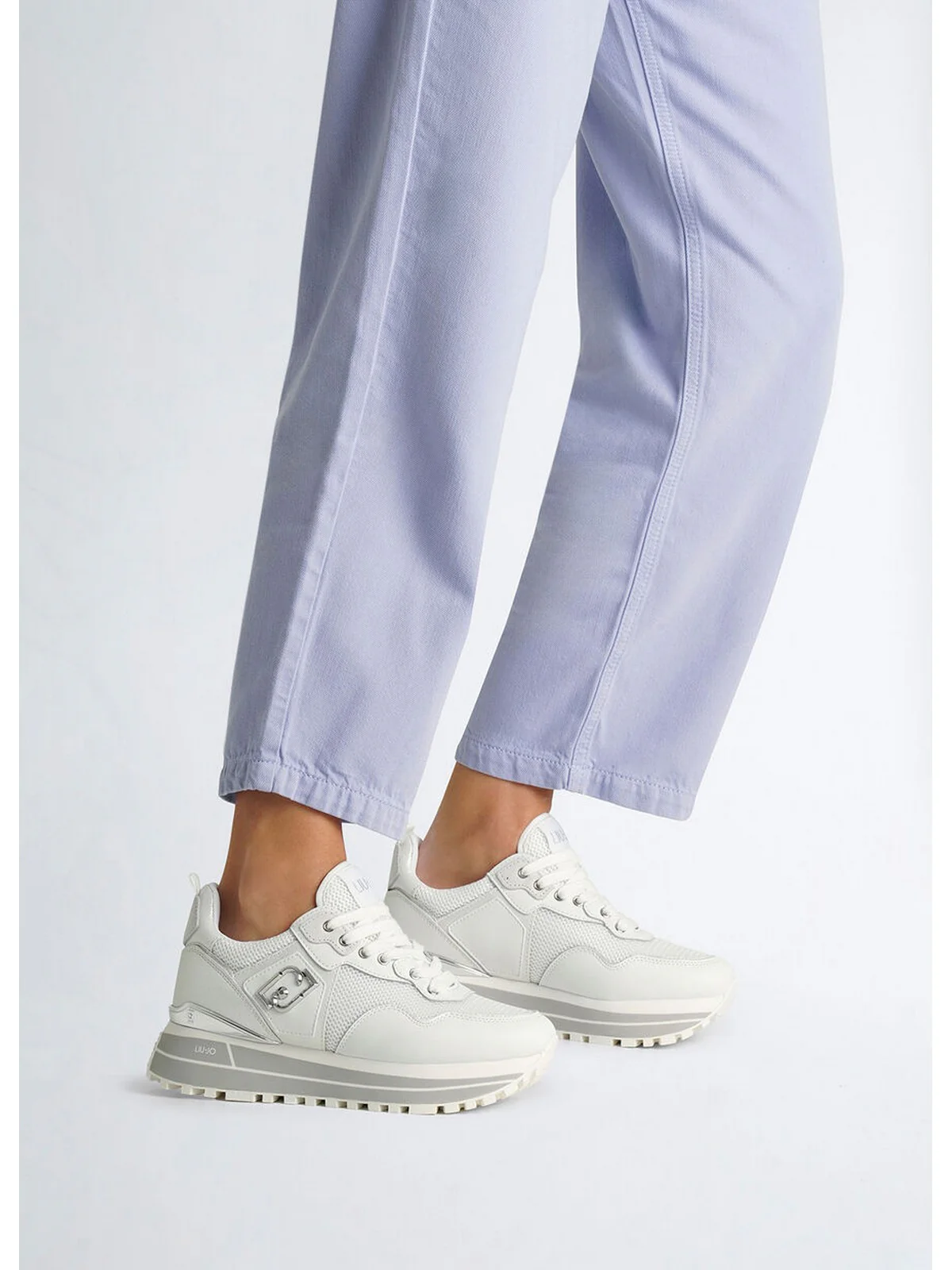 LIU JO Sneaker Donna LIU JO MAXI WONDER 01 BA5013PX602 01111 LEATHER//MESH/L WHITE - Image 8