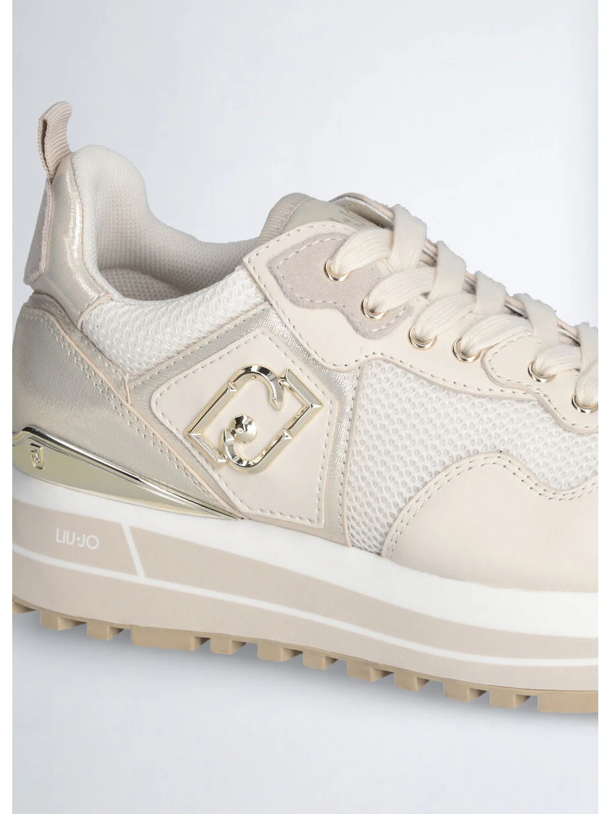 LIU JO Sneaker Donna LIU JO MAXI WONDER 01 BA5013PX602 S1185 LEATHER//MESH/L IVORY - Image 3