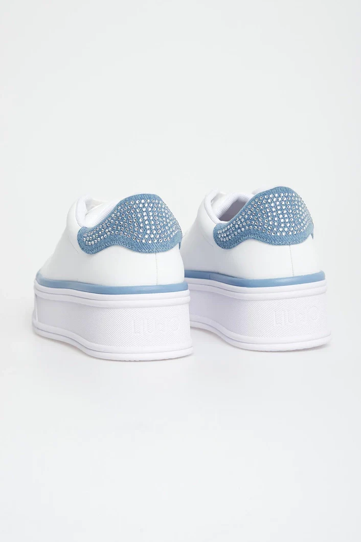 LIU JO Sneaker Donna SELMA 16 BA5101PX652 S3692 LEATHER/DENIM WHITE/DENIM - Image 4