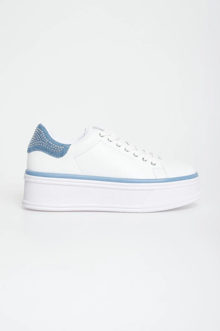 LIU JO Sneaker Donna SELMA 16 BA5101PX652 S3692 LEATHER/DENIM WHITE/DENIM - Image 5