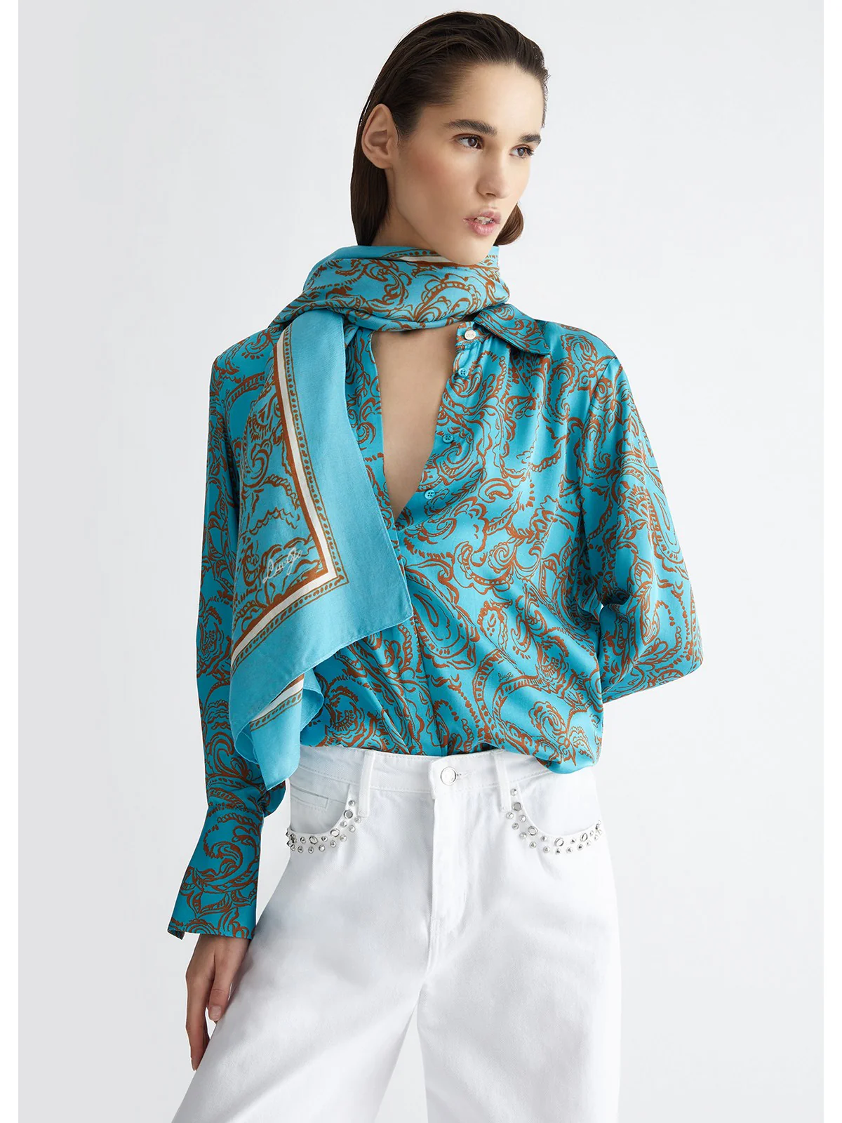 LIU JO SOFT Foulard Donna  2A4049T0300 A1931 Blu - Image 4