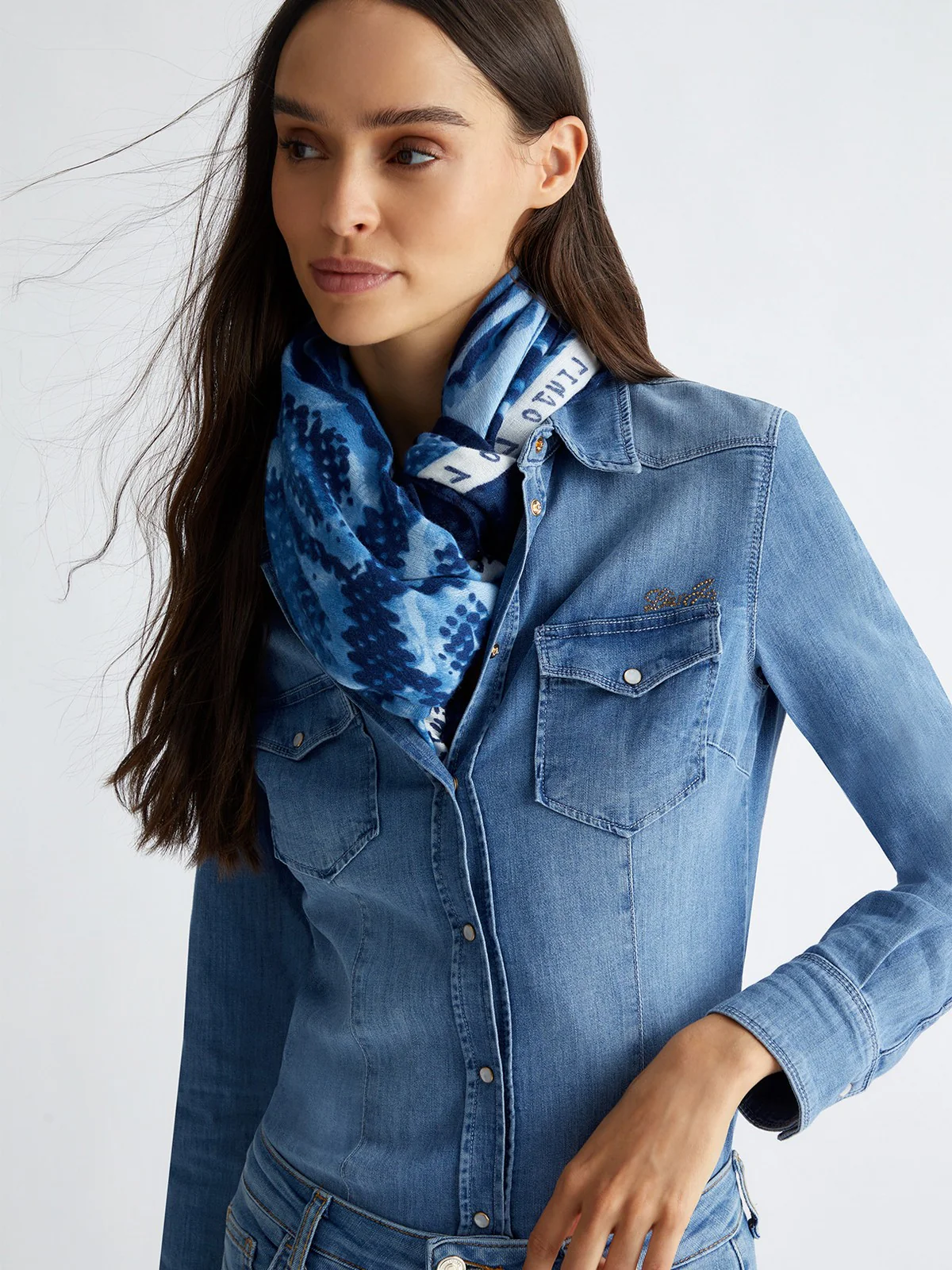 LIU JO SOFT Foulard Donna  2F4095T0300 90013 Blu - Image 5