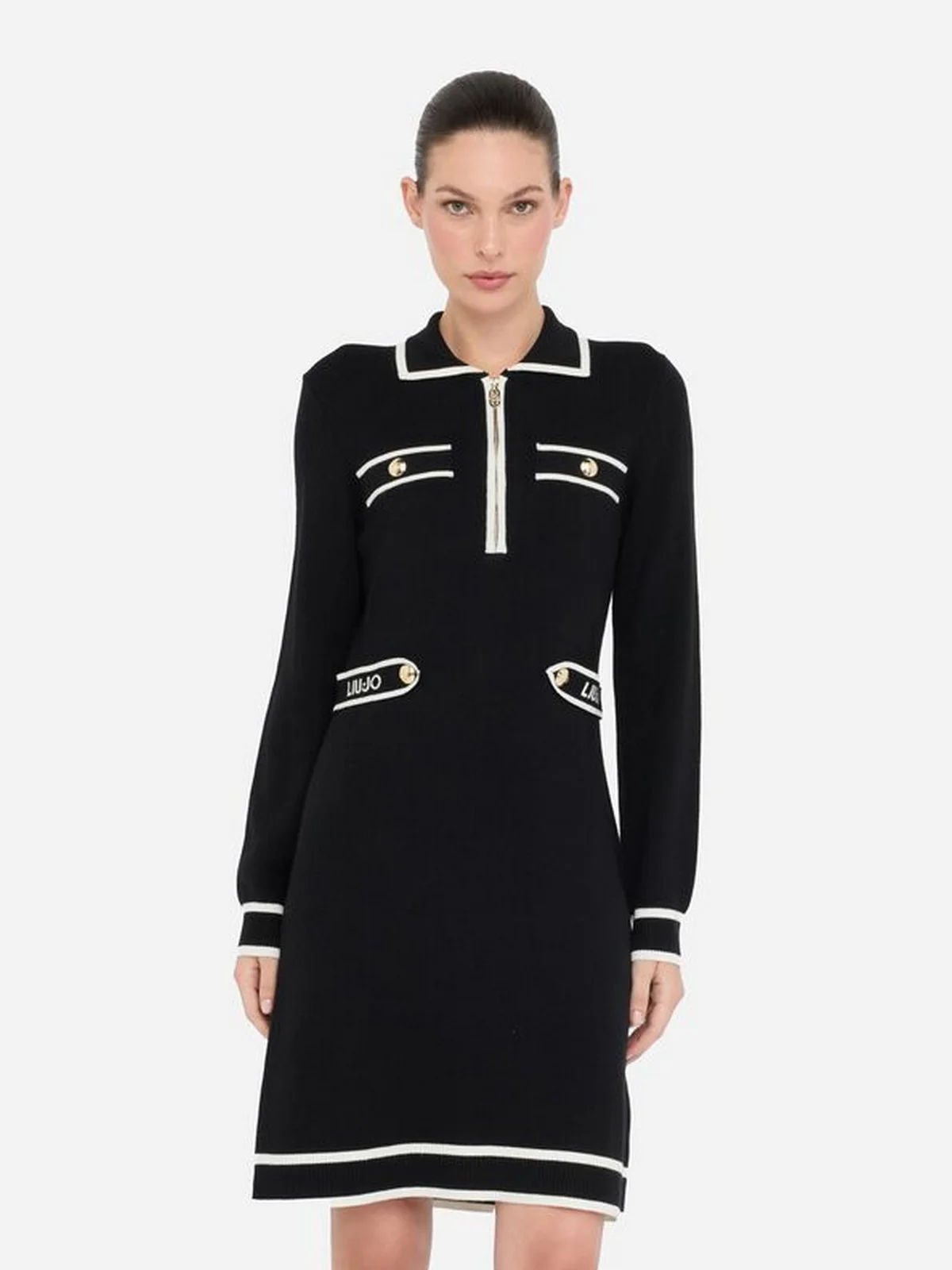 LIU JO SPORT Abito Donna  TF5251MS59L 03N66 Nero/bianco latte - Image 4