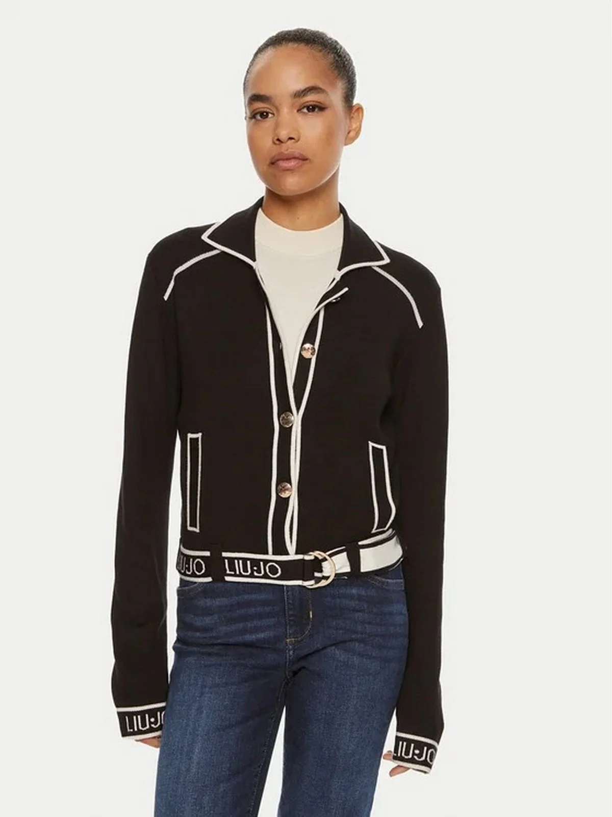 LIU JO SPORT Cardigan Donna TF4046MS59L B3122 Nero - Image 2