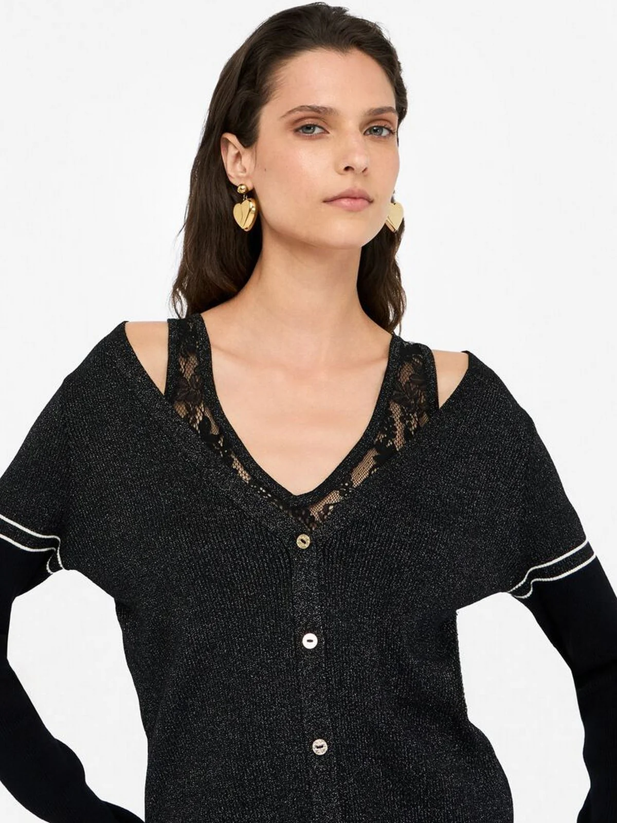LIU JO SPORT Cardigan Donna  TF5027MS49I A4348 Nero lux/lace nero - Image 3
