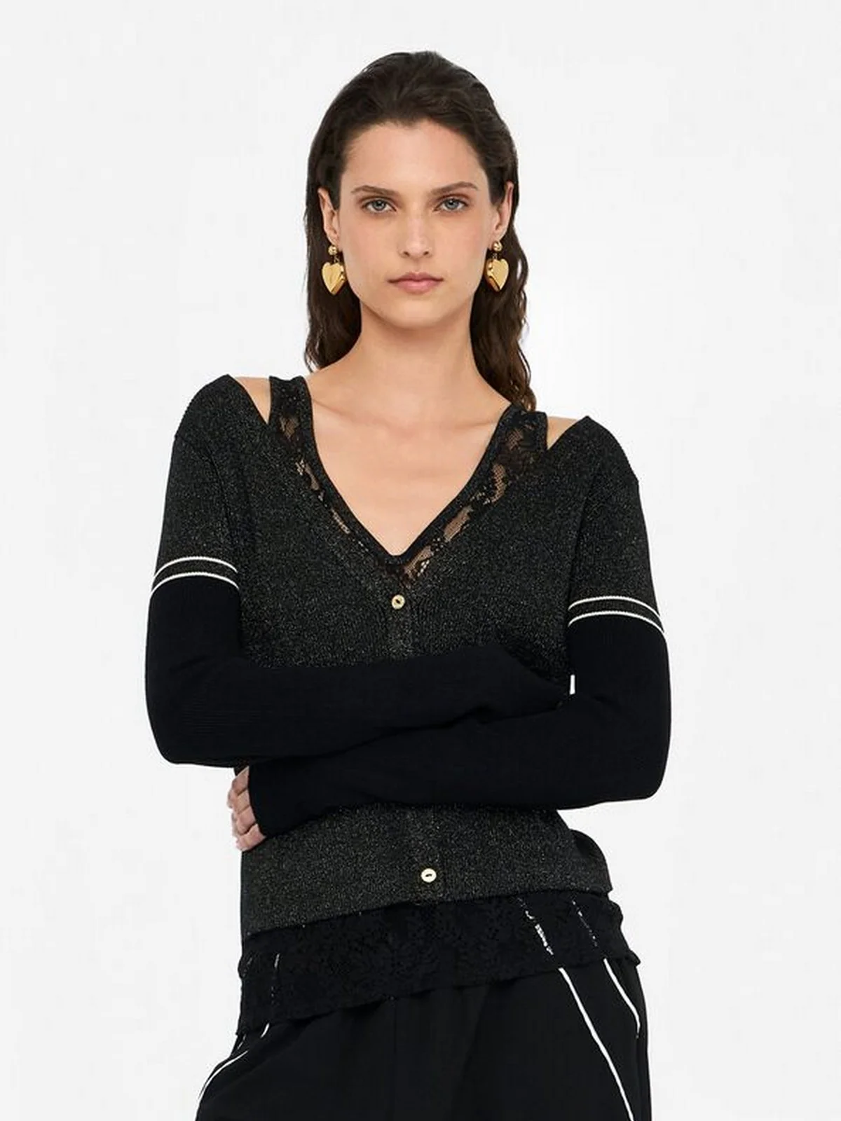 LIU JO SPORT Cardigan Donna  TF5027MS49I A4348 Nero lux/lace nero - Image 5