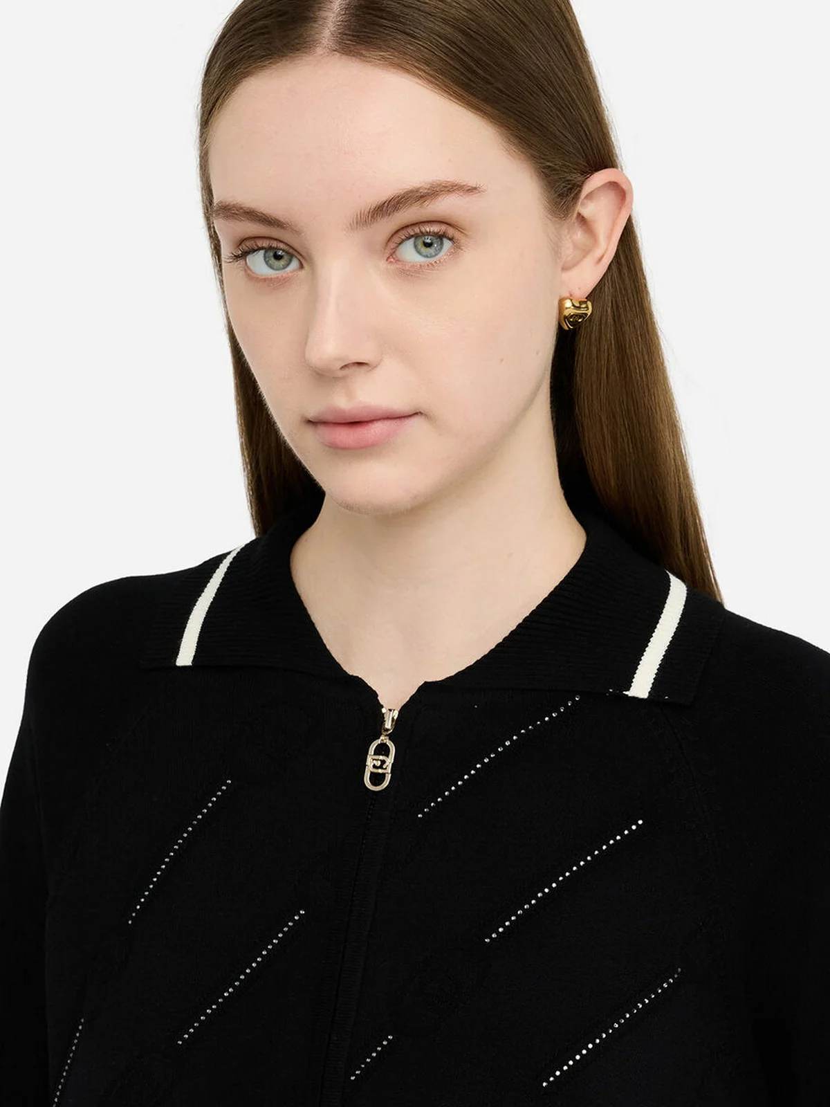 LIU JO SPORT Cardigan Donna  TF5032MS63L 03N66 Nero/bianco latte - Image 3