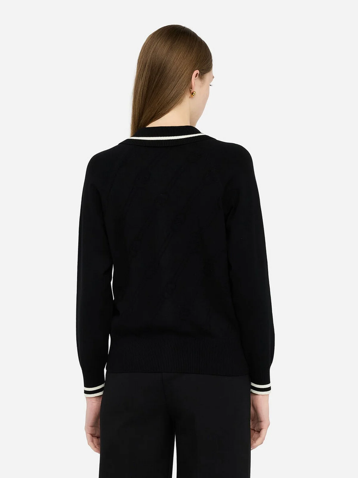 LIU JO SPORT Cardigan Donna  TF5032MS63L 03N66 Nero/bianco latte - Image 4