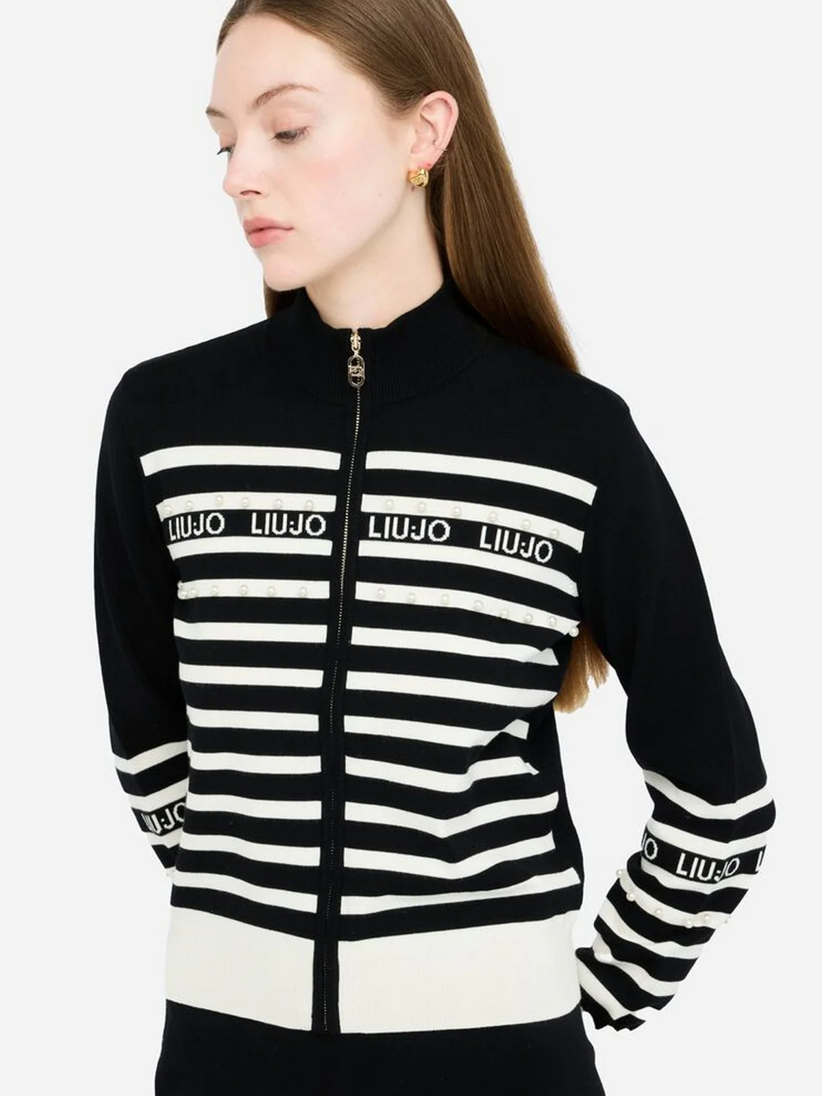 LIU JO SPORT Cardigan Donna  TF5214MS63L 03N66 Nero/bianco latte - Image 2