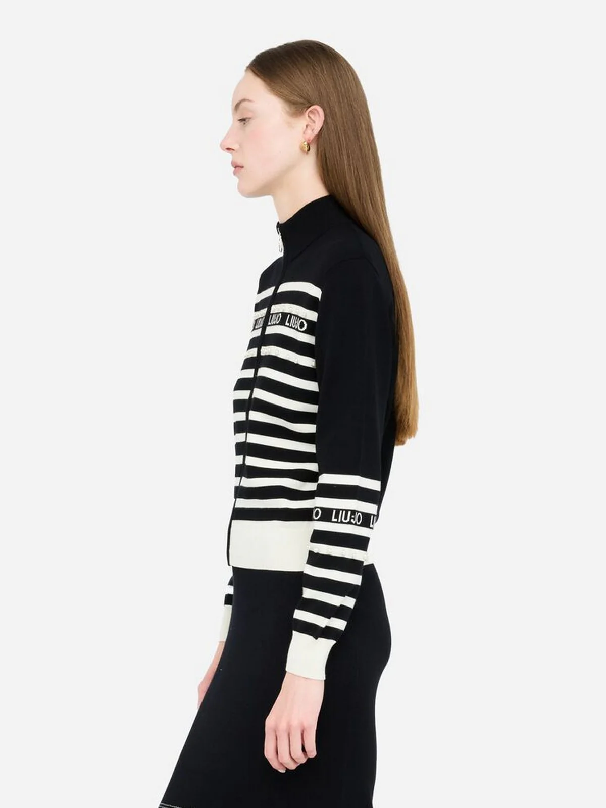 LIU JO SPORT Cardigan Donna  TF5214MS63L 03N66 Nero/bianco latte - Image 3