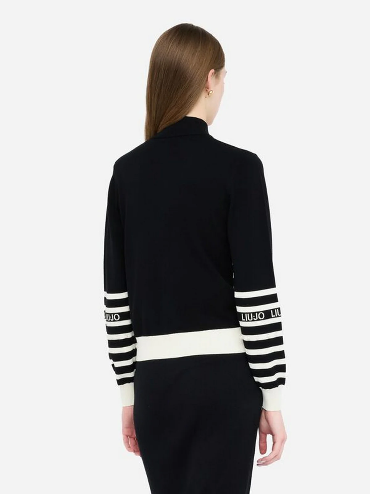 LIU JO SPORT Cardigan Donna  TF5214MS63L 03N66 Nero/bianco latte - Image 4