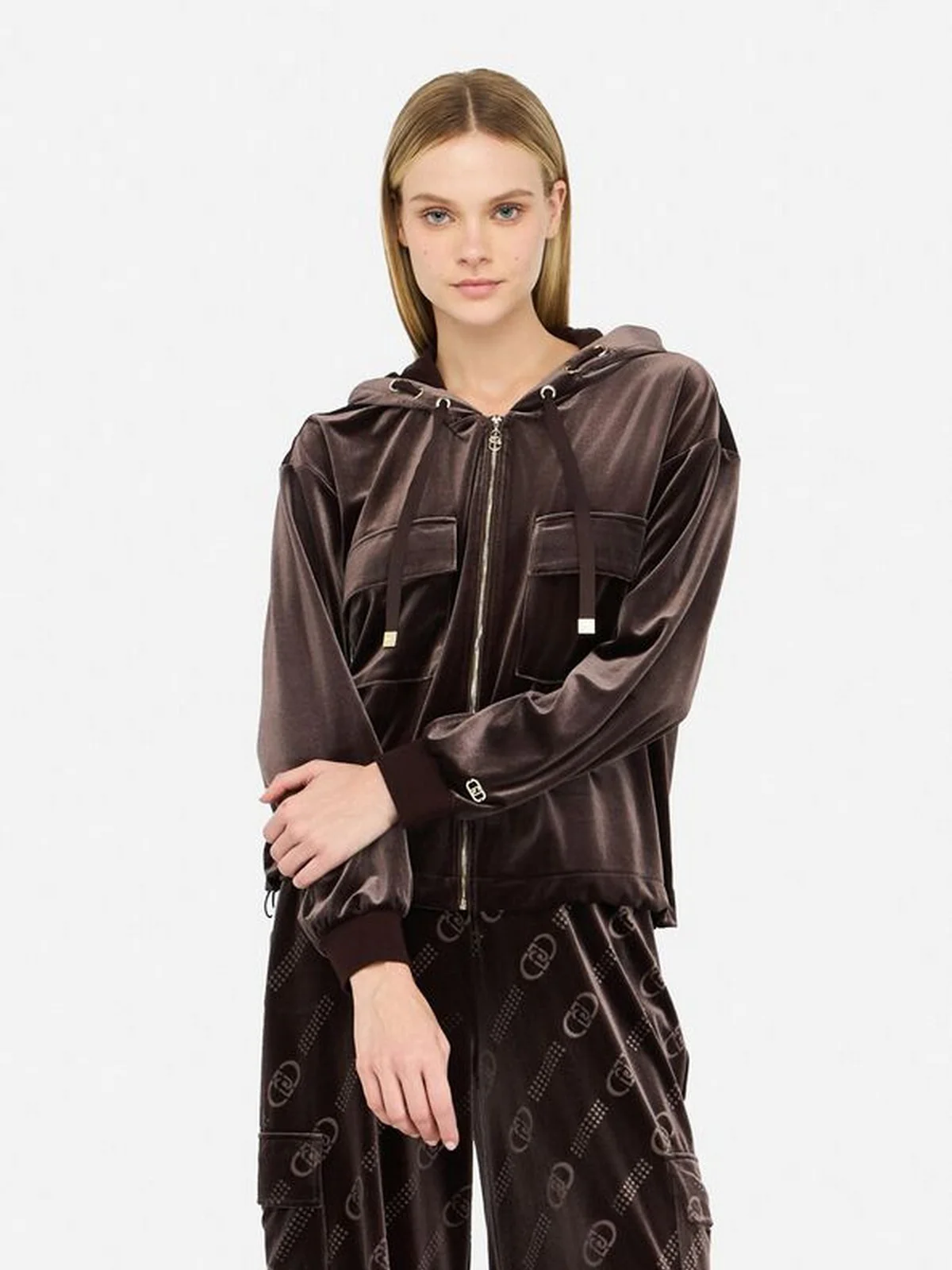 LIU JO SPORT Felpa Donna  TF5108J4955 90915 CIOCCOLATO - Image 5