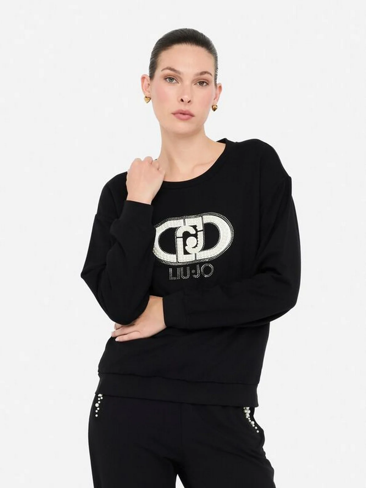 LIU JO SPORT Felpa Donna  TF5154FS576 R9932 NERO/MONOGRAM - Image 2