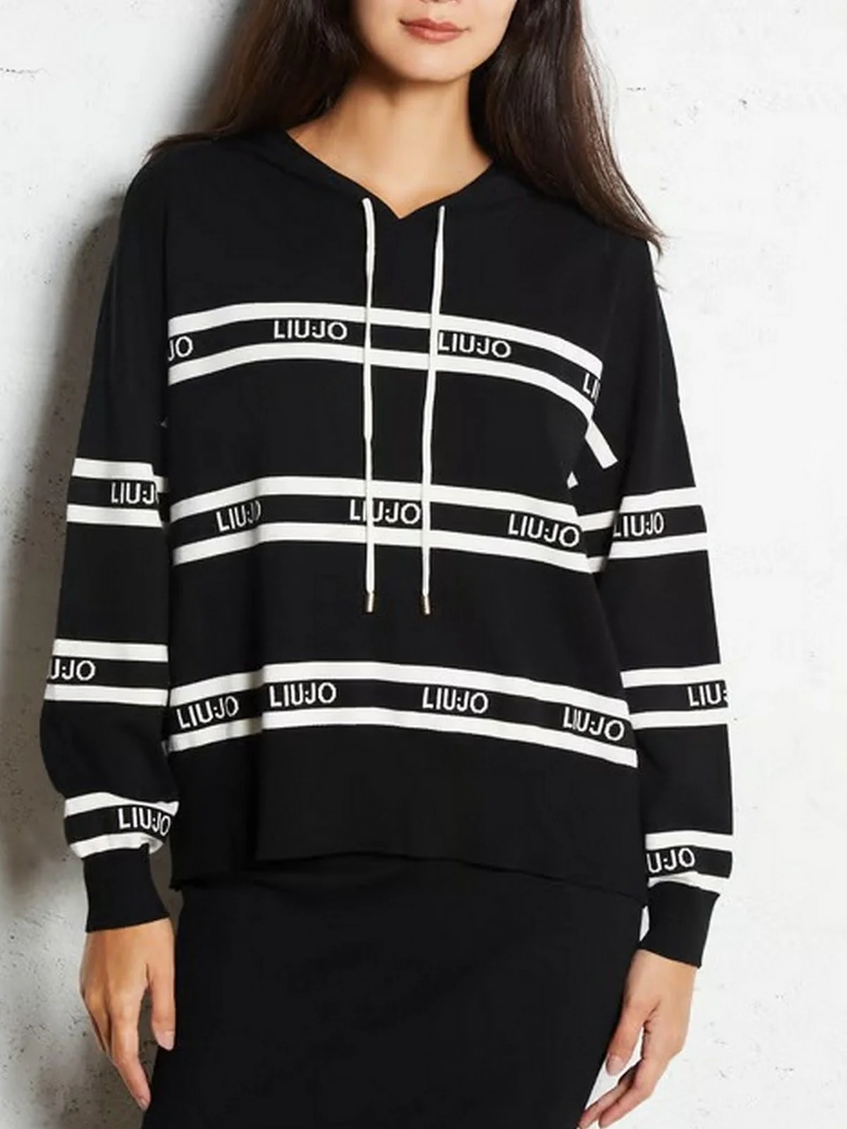 LIU JO SPORT Felpa Donna  TF5216MS63L 03N66 Nero/bianco latte - Image 2