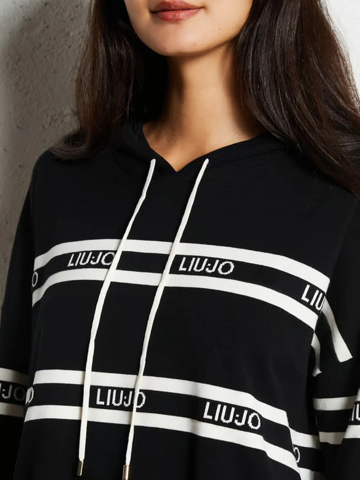 LIU JO SPORT Felpa Donna  TF5216MS63L 03N66 Nero/bianco latte - Image 4