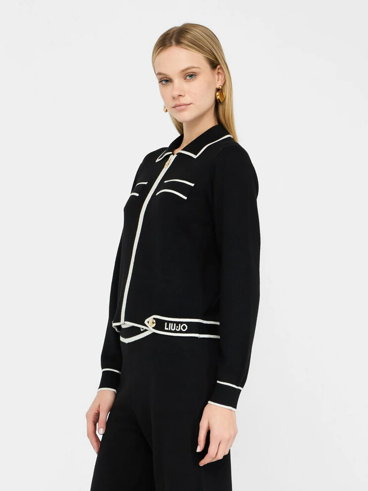 LIU JO SPORT Felpa Donna  TF5250MS59L 03N66 Nero/bianco latte - Image 3