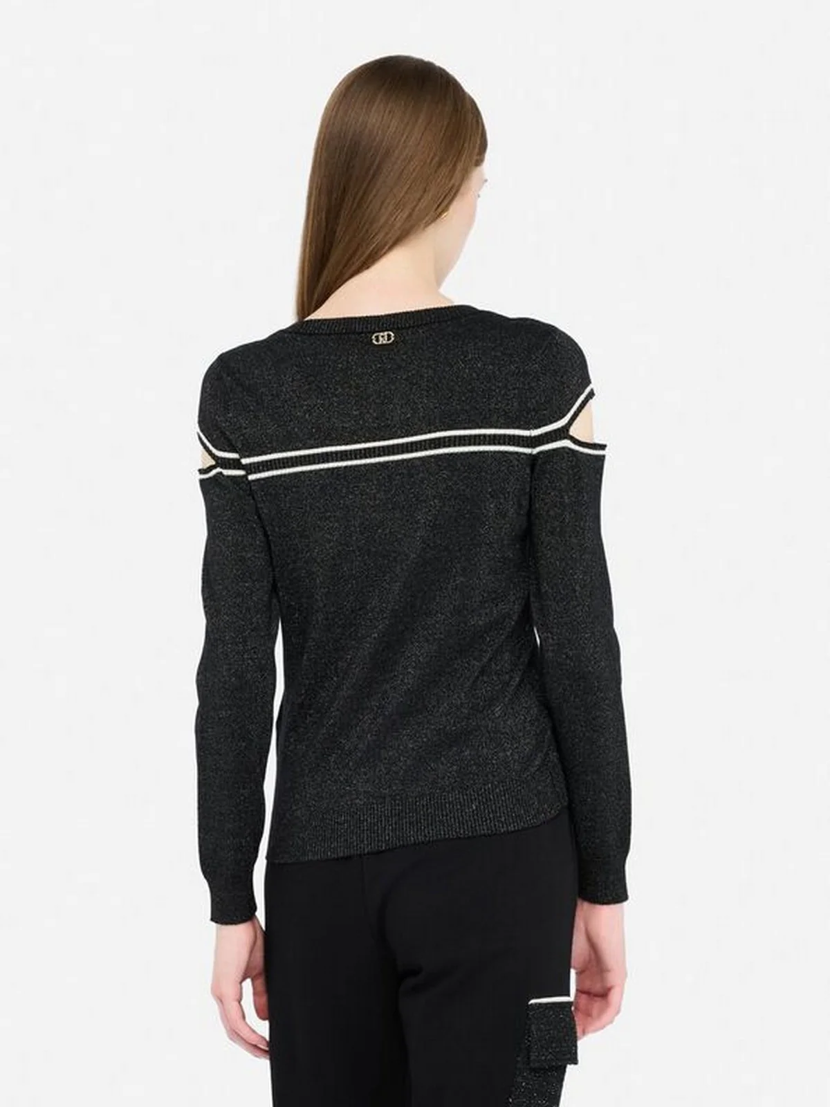 LIU JO SPORT Maglia Donna  TF5026MS49I A4345 Nero lux/bco latte - Image 4