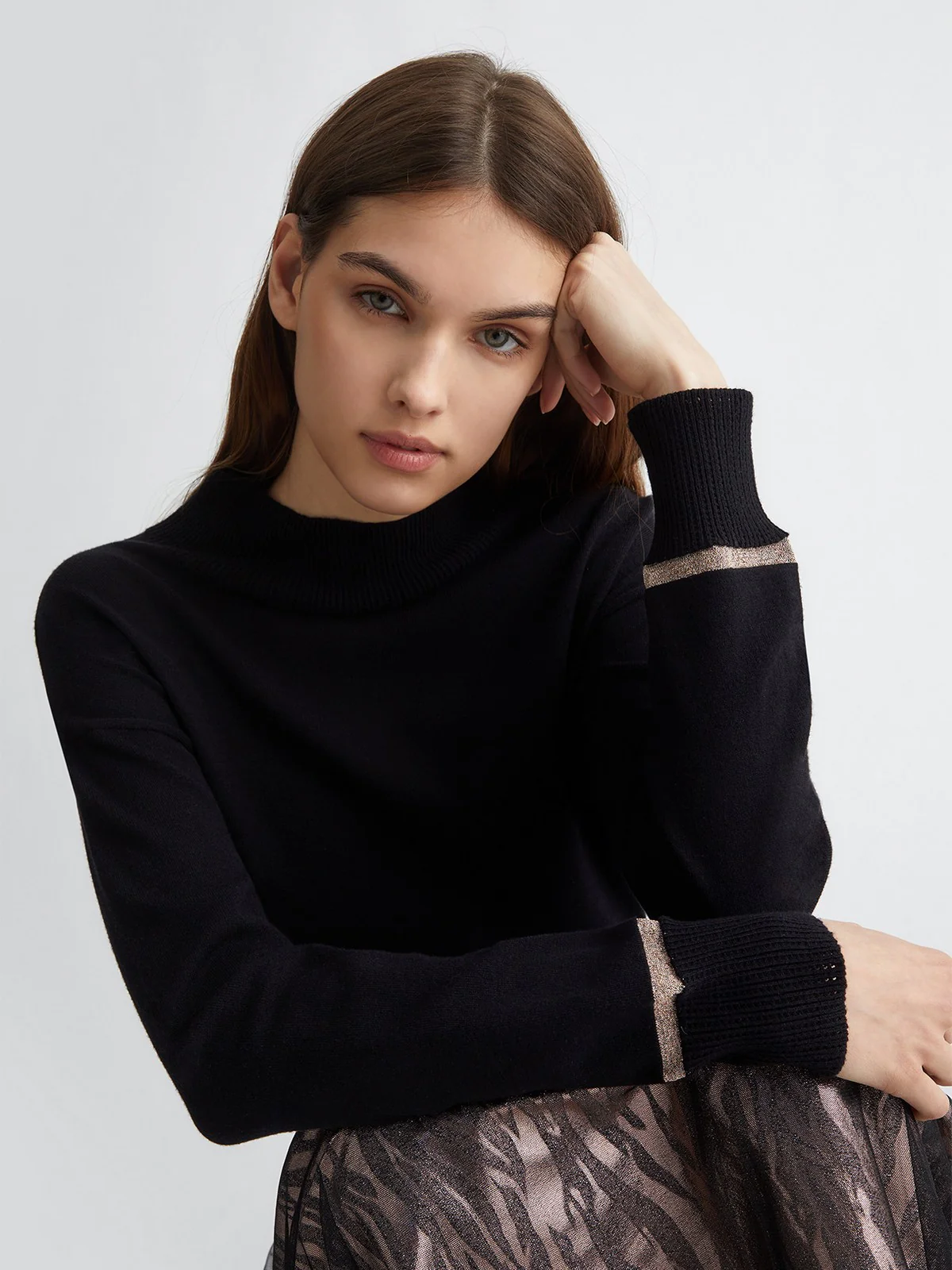 LIU JO SPORT Maglione dolcevita Donna  TF4165MS75L A4268 Nero - Image 3