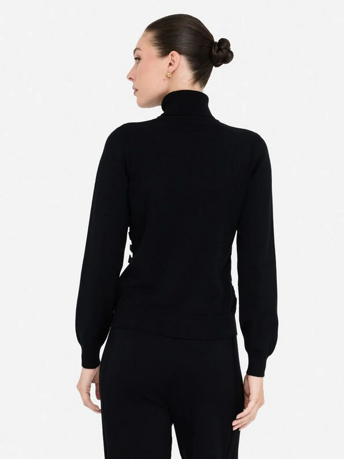 LIU JO SPORT Maglione dolcevita Donna  TF5219MS63L 03N66 Nero/bianco latte - Image 5