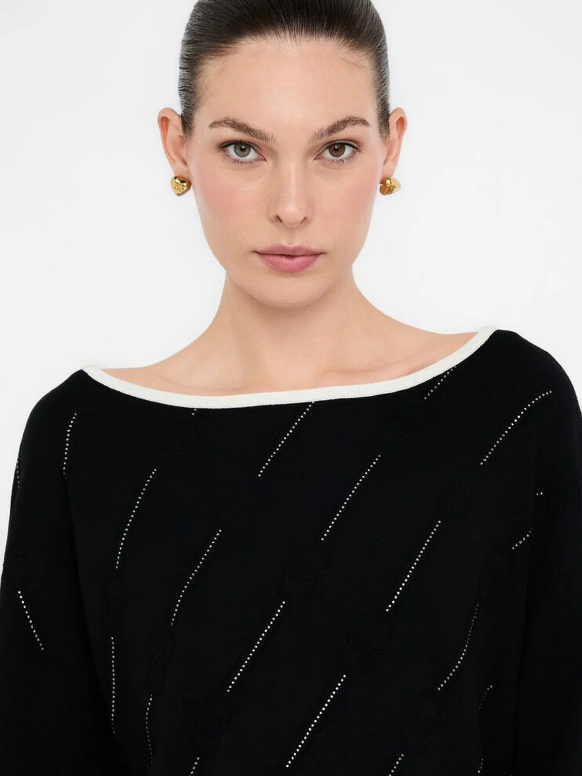 LIU JO SPORT Maglione Donna  TF5206MS63L 03N66 Nero/bianco latte - Image 3