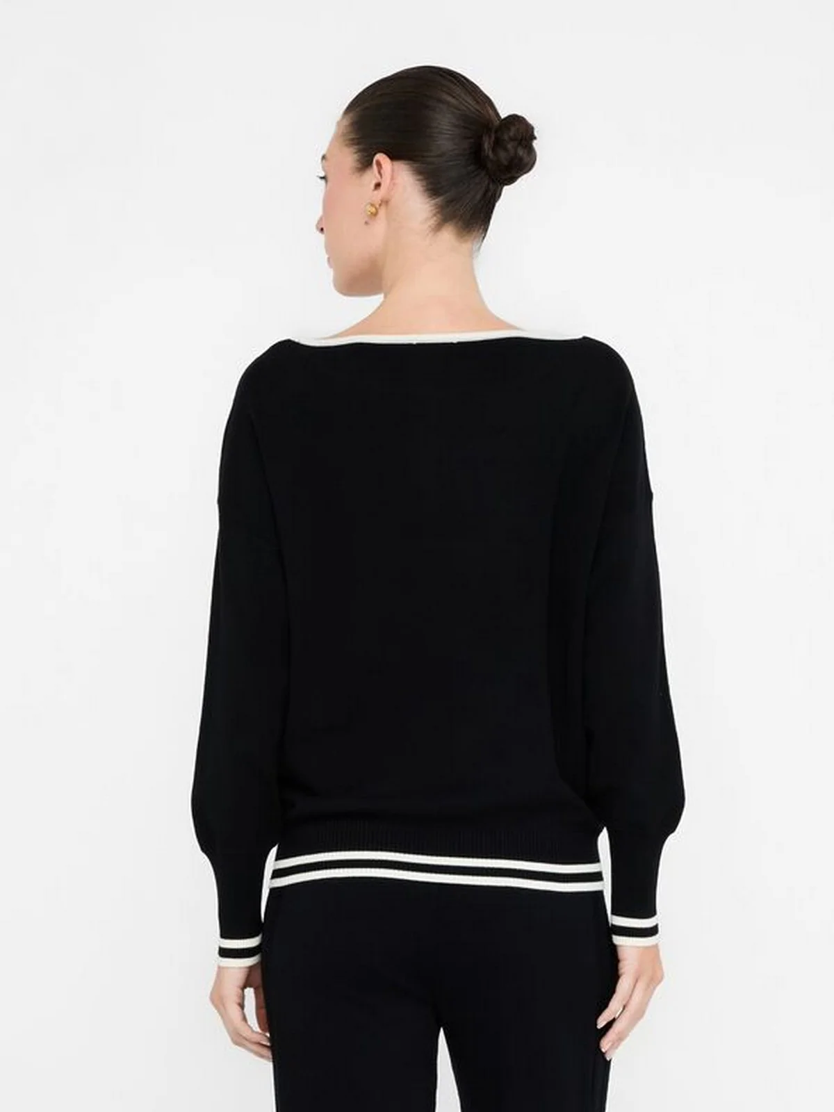LIU JO SPORT Maglione Donna  TF5206MS63L 03N66 Nero/bianco latte - Image 4