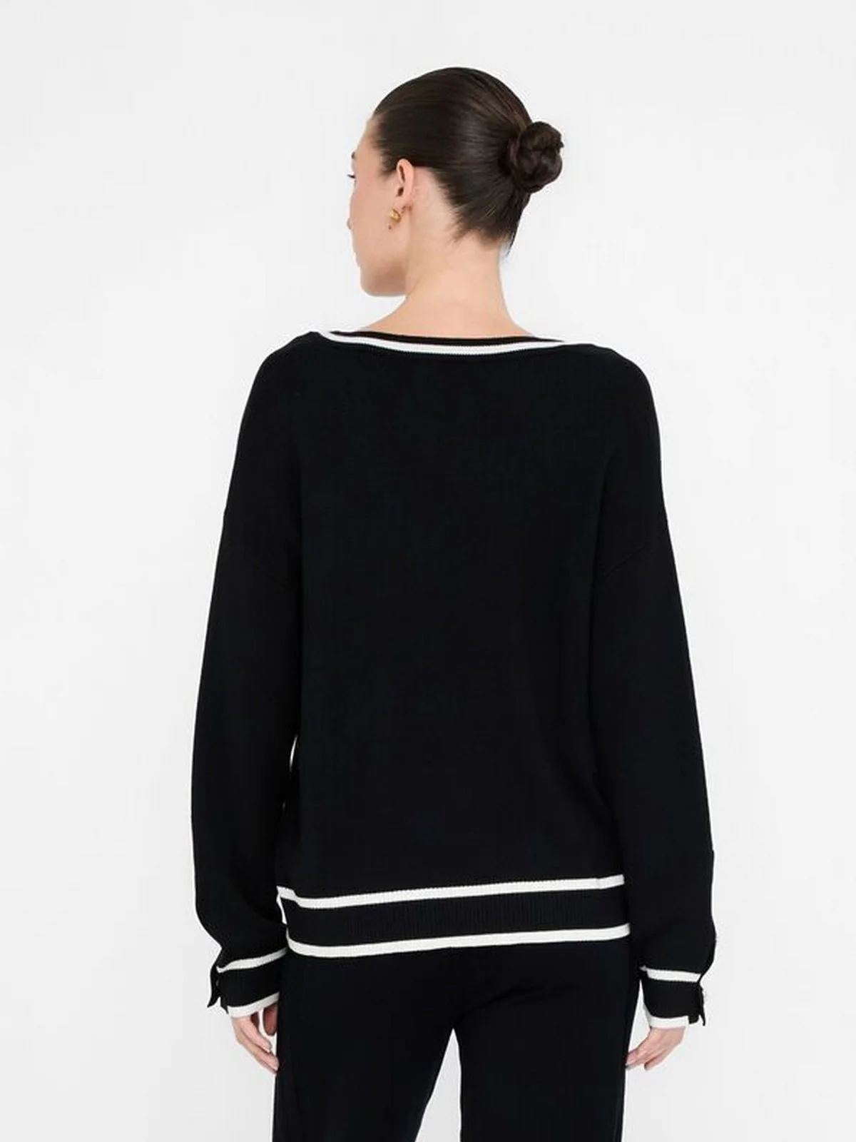 LIU JO SPORT Maglione Donna  TF5229MS59L 03N66 Nero/bianco latte - Image 4