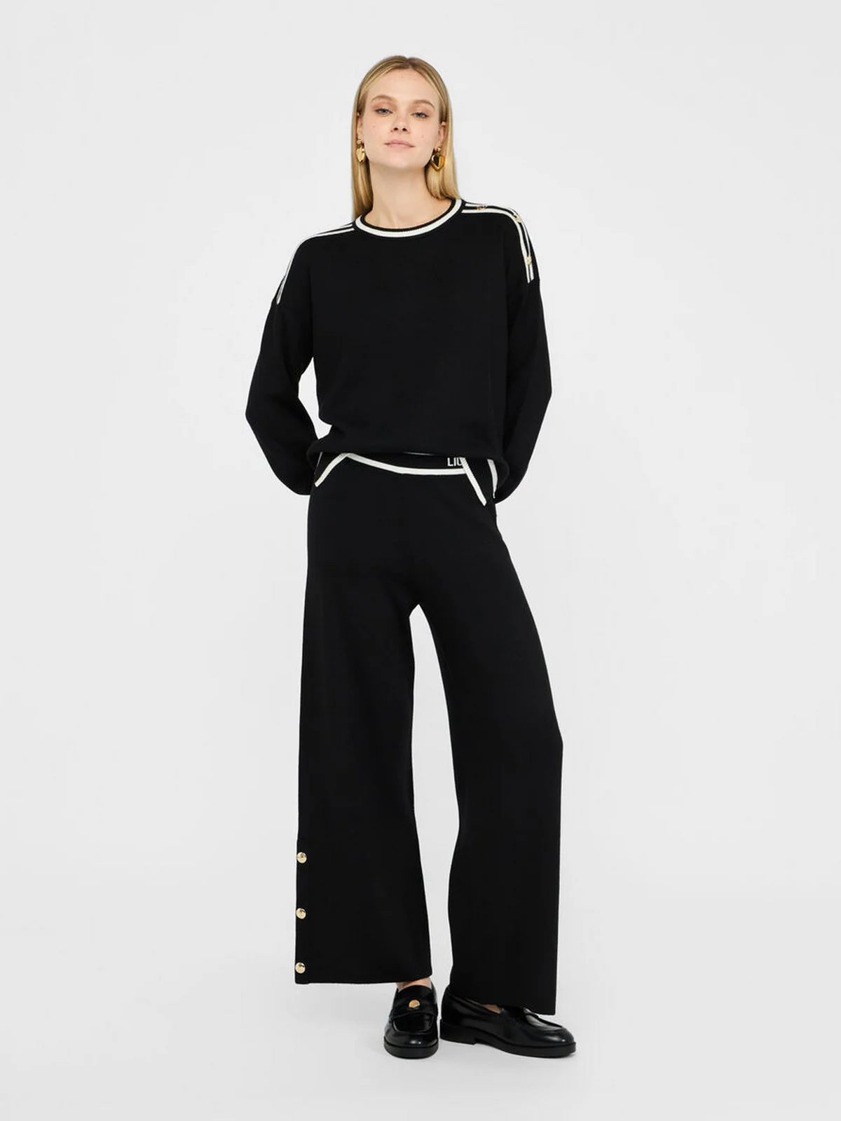 LIU JO SPORT Maglione Donna  TF5230MS59L 03N66 Nero/bianco latte - Image 2