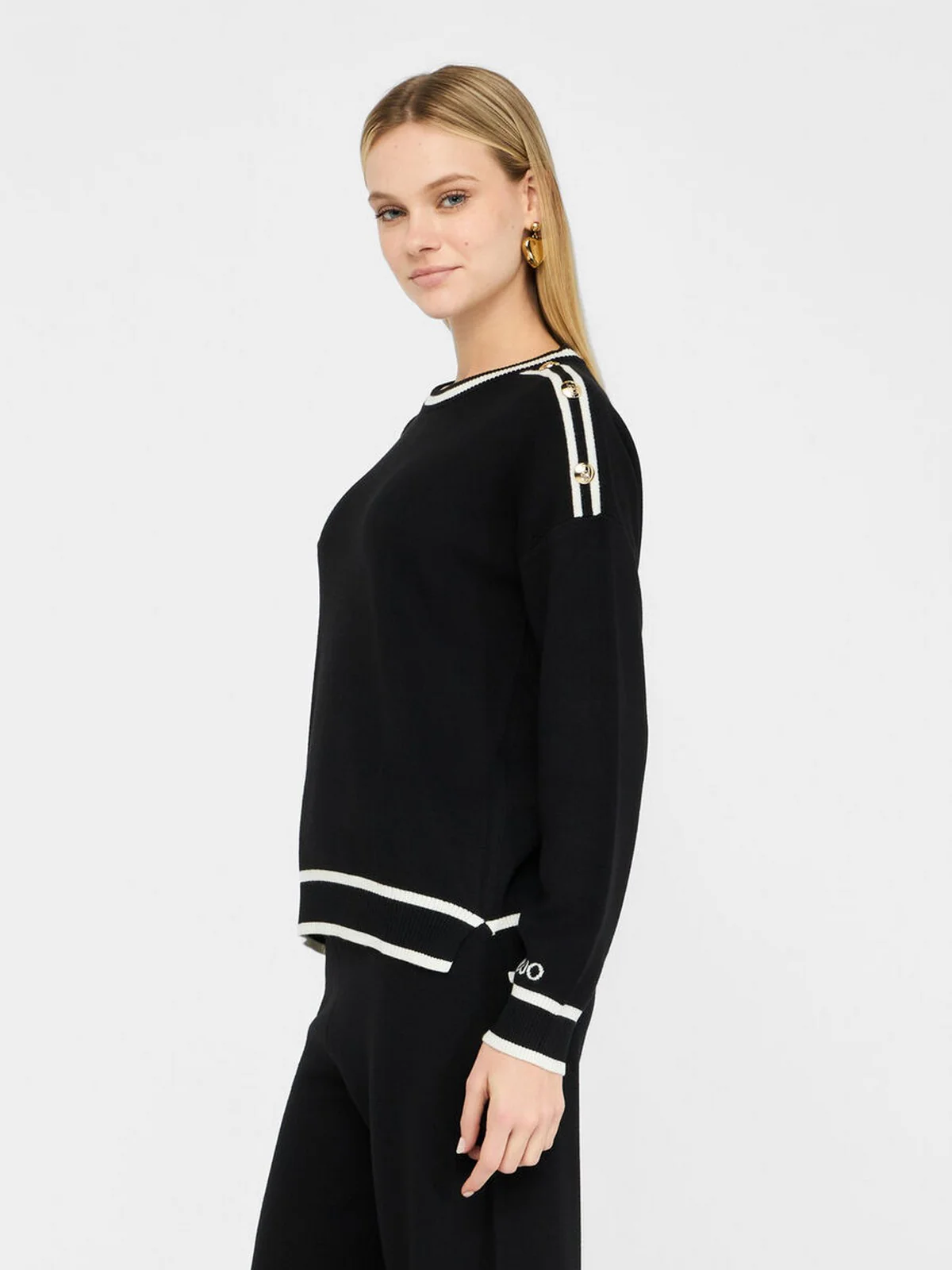 LIU JO SPORT Maglione Donna  TF5230MS59L 03N66 Nero/bianco latte - Image 6