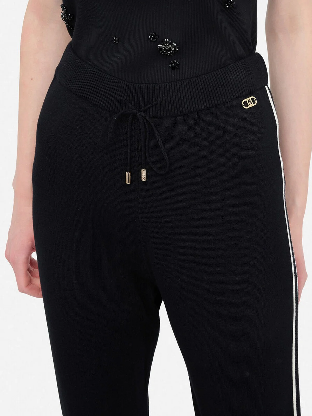 LIU JO SPORT Pantalone Donna  TF5029MS49I 03N66 Nero/bianco latte - Image 3