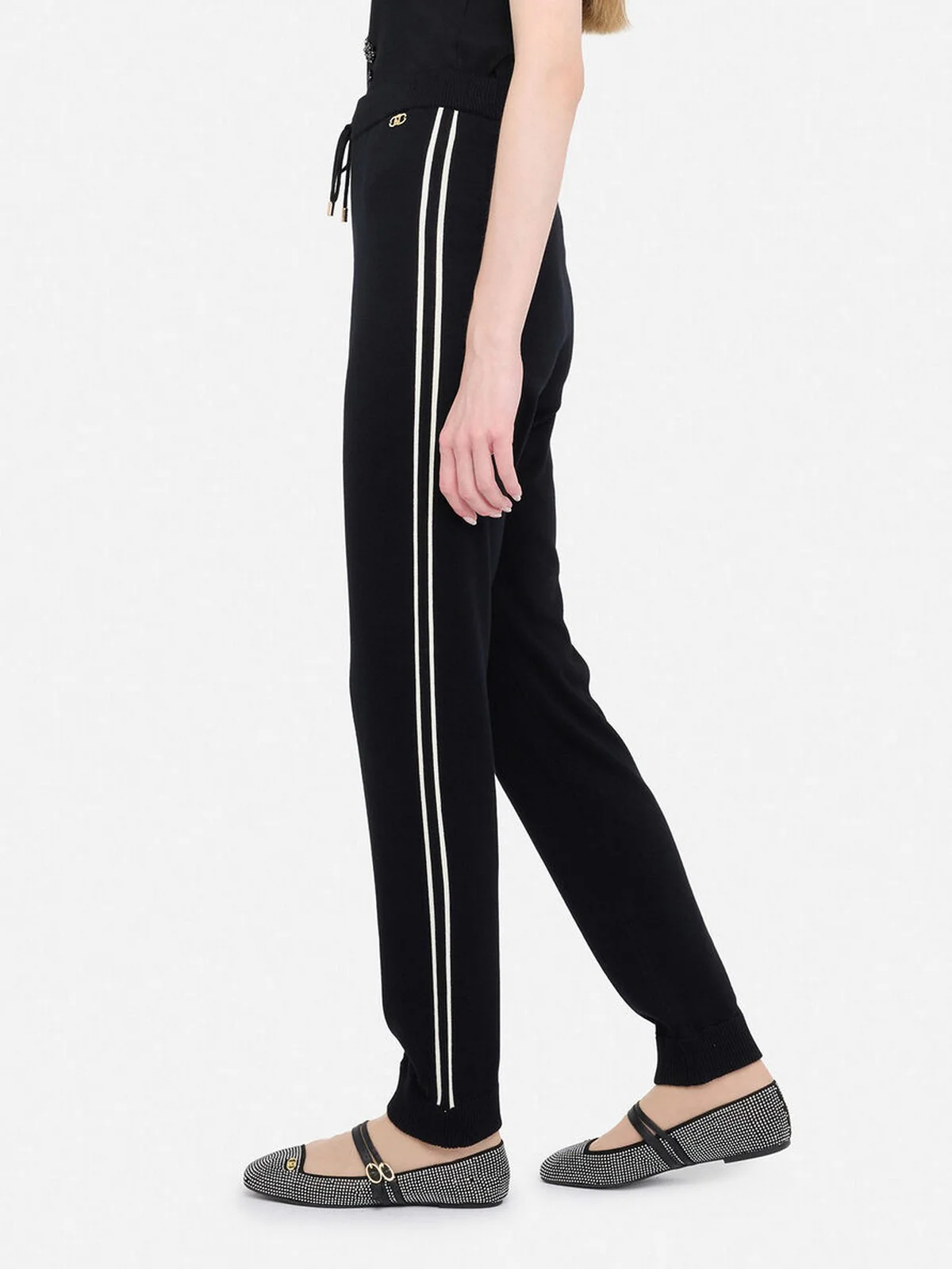LIU JO SPORT Pantalone Donna  TF5029MS49I 03N66 Nero/bianco latte - Image 4