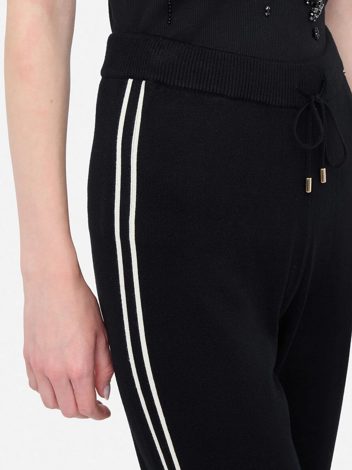 LIU JO SPORT Pantalone Donna  TF5029MS49I 03N66 Nero/bianco latte - Image 5