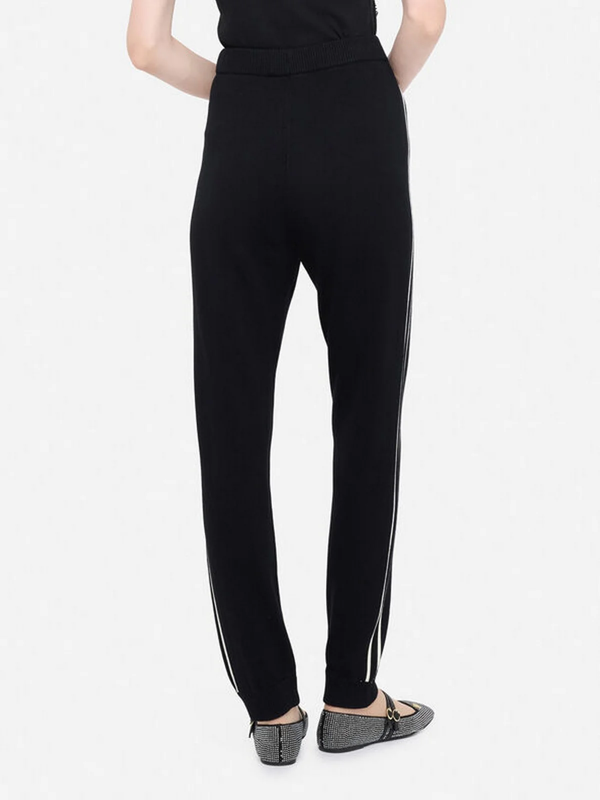 LIU JO SPORT Pantalone Donna  TF5029MS49I 03N66 Nero/bianco latte - Image 6