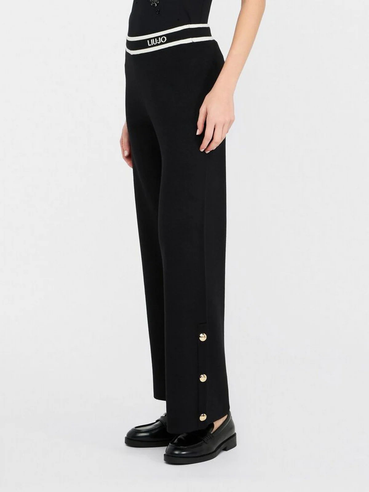 LIU JO SPORT Pantalone Donna  TF5252MS59L 03N66 Nero/bianco latte - Image 3