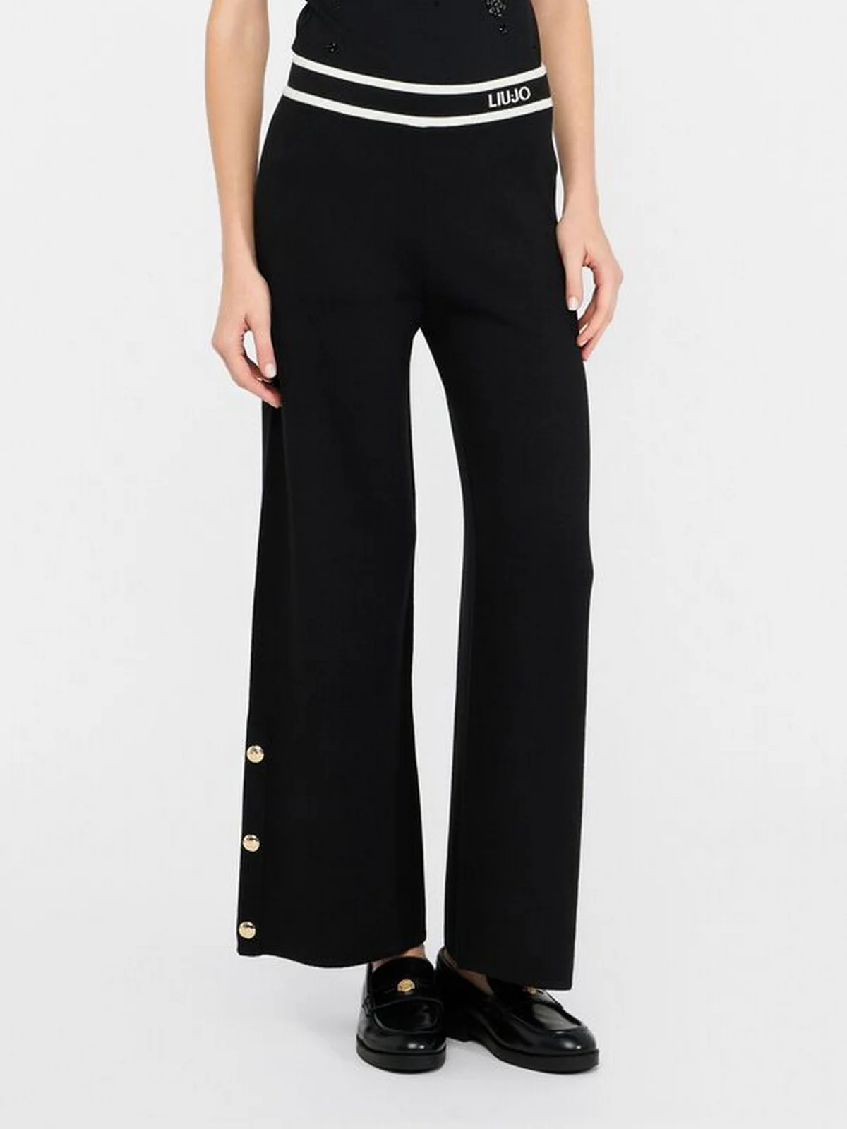 LIU JO SPORT Pantalone Donna  TF5252MS59L 03N66 Nero/bianco latte - Image 5