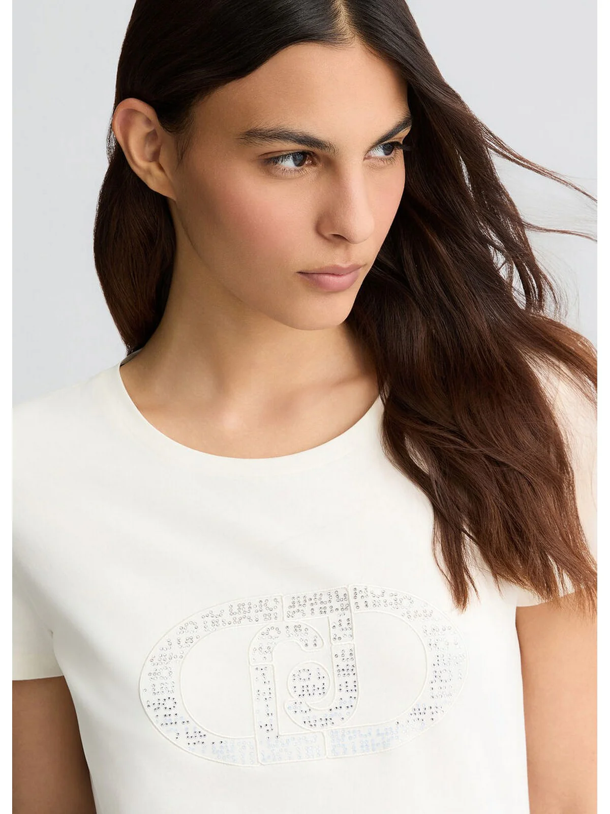 LIU JO SPORT T-shirt Donna  TA5173JS003 M9294 White milk/monogram - Image 5